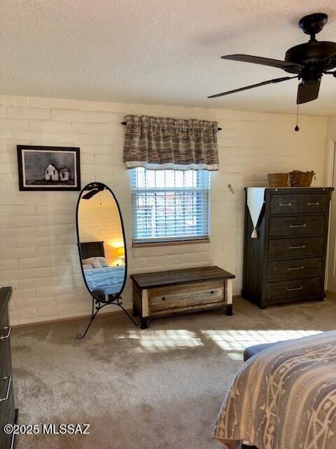 215 E Los Rincones, Green Valley, AZ 85614 - bedroom with carpet floors, a textured ceiling, and ceiling fan