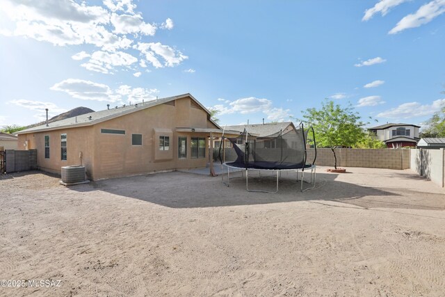 7351 S Bass Ave, Tucson, AZ 85746 - back of property with a patio, stucco siding, a shingled roof, and central AC unit