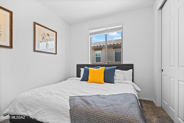 bedroom featuring a closet and carpet flooring
