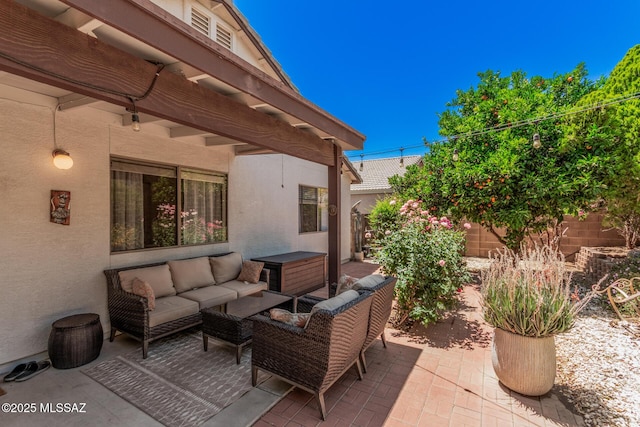 view of patio with outdoor lounge area