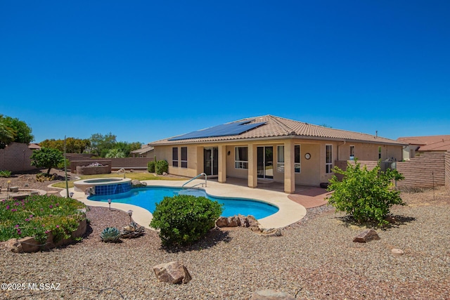 2436 E Desert Pueblo Pass, Green Valley, AZ 85614 - view of pool with a fenced backyard, a patio area, and a pool with connected hot tub
