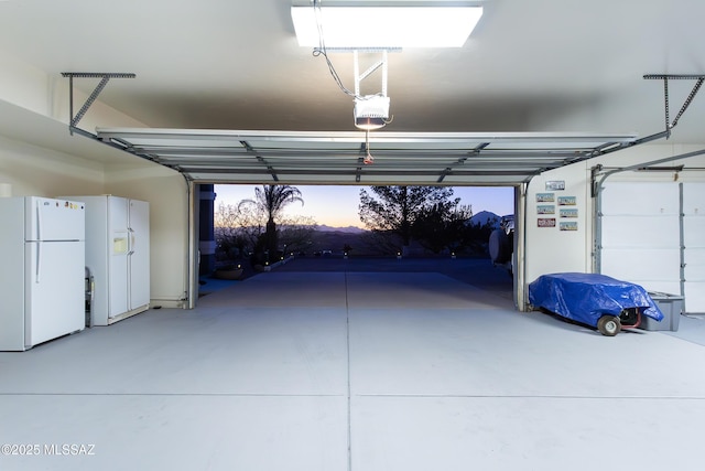 21 Kachina, Rio Rico, AZ 85648 - garage featuring a garage door opener and freestanding refrigerator