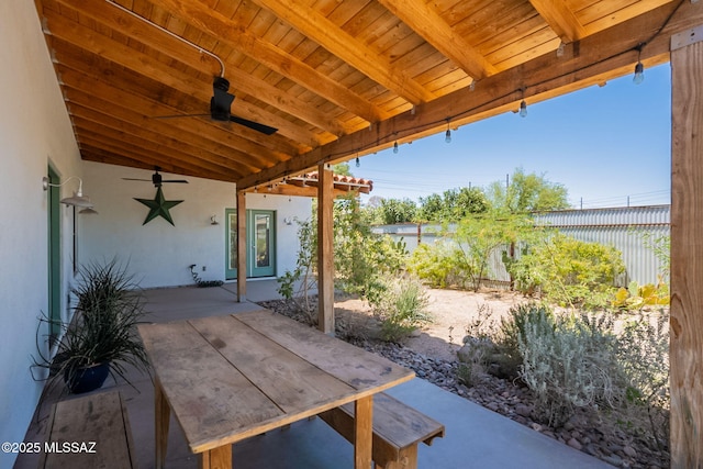 view of patio with a ceiling fan