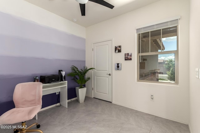 7688 S Via Perfecta, Tucson, AZ 85756 - office featuring ceiling fan, baseboards, and tile patterned floors