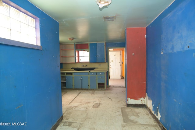 kitchen featuring visible vents and open shelves