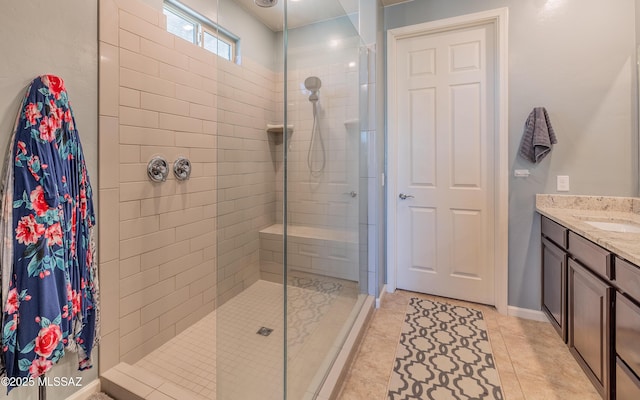 10199 S Pantano Knolls Dr, Vail, AZ 85641 - bathroom with vanity, tile patterned flooring, and tiled shower