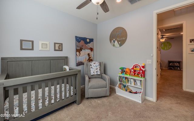 10199 S Pantano Knolls Dr, Vail, AZ 85641 - carpeted bedroom featuring a crib, baseboards, and visible vents
