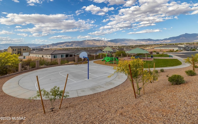 10199 S Pantano Knolls Dr, Vail, AZ 85641 - view of home's community with fence, a mountain view, a gazebo, and a residential view