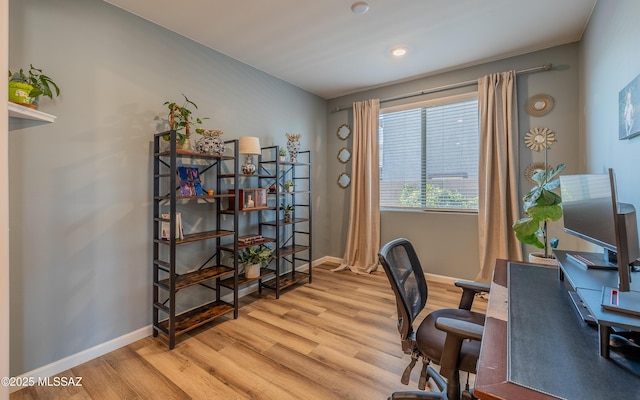 10199 S Pantano Knolls Dr, Vail, AZ 85641 - office with light wood-type flooring, recessed lighting, and baseboards