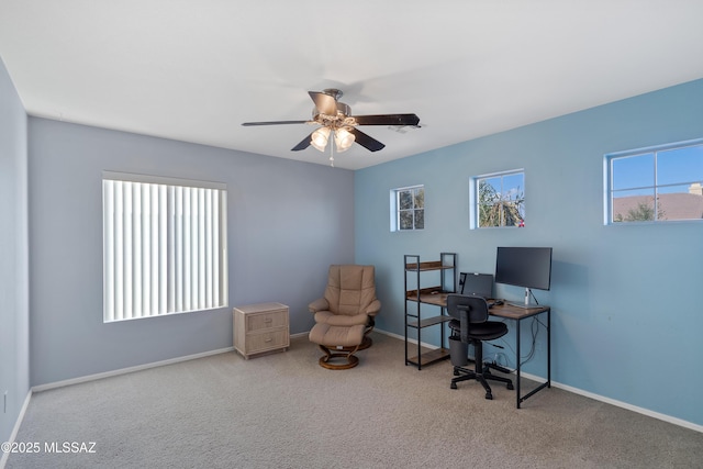9949 N Blue Crossing Way, Tucson, AZ 85743 - office featuring carpet flooring, ceiling fan, and baseboards