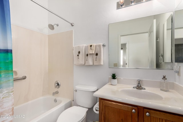 5884 S Azure Vista Way, Green Valley, AZ 85622 - full bathroom featuring shower / bath combination with curtain, vanity, and toilet