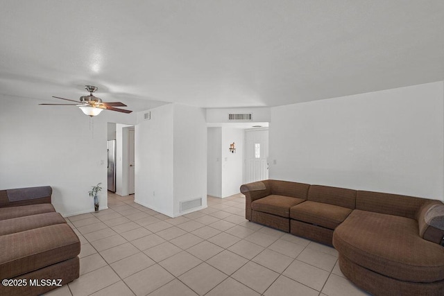 7420 N Oliver Ave, Tucson, AZ 85741 - living room featuring visible vents, ceiling fan, and light tile patterned floors