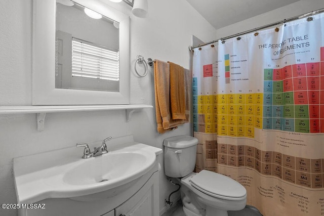 7420 N Oliver Ave, Tucson, AZ 85741 - bathroom with toilet, curtained shower, and vanity