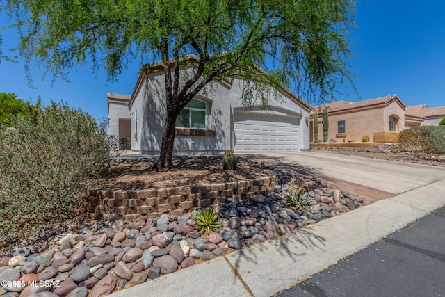 13795 N Buckhorn Cholla Dr, Marana, AZ 85658 - view of front of home with concrete driveway, an attached garage, and stucco siding