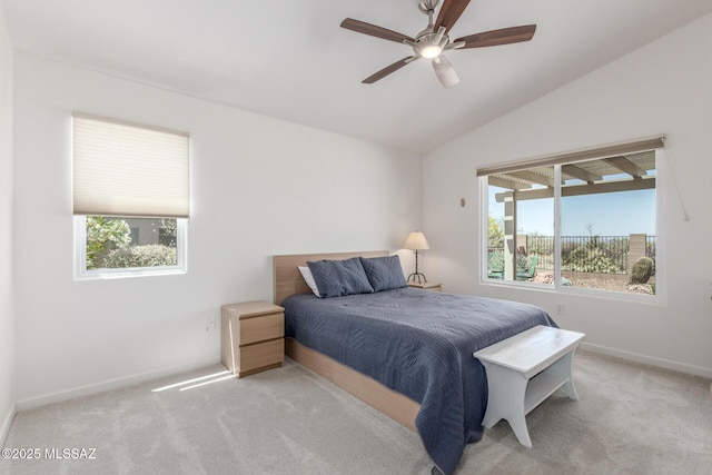 13795 N Buckhorn Cholla Dr, Marana, AZ 85658 - carpeted bedroom featuring lofted ceiling, baseboards, and a ceiling fan