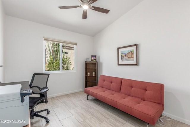 13795 N Buckhorn Cholla Dr, Marana, AZ 85658 - office space featuring lofted ceiling, a ceiling fan, and baseboards