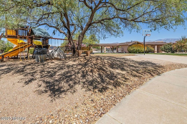view of yard featuring a playground