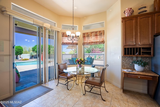 dining room with an inviting chandelier