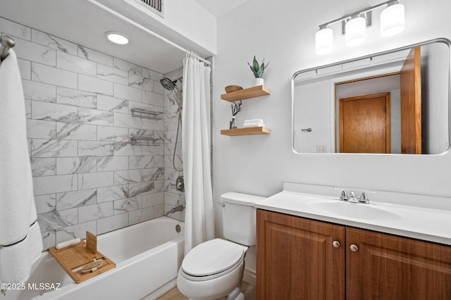 7571 N Rae Ave, Tucson, AZ 85741 - full bathroom with vanity, shower / tub combo with curtain, and toilet