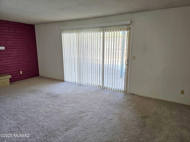 carpeted empty room featuring a textured ceiling and a healthy amount of sunlight