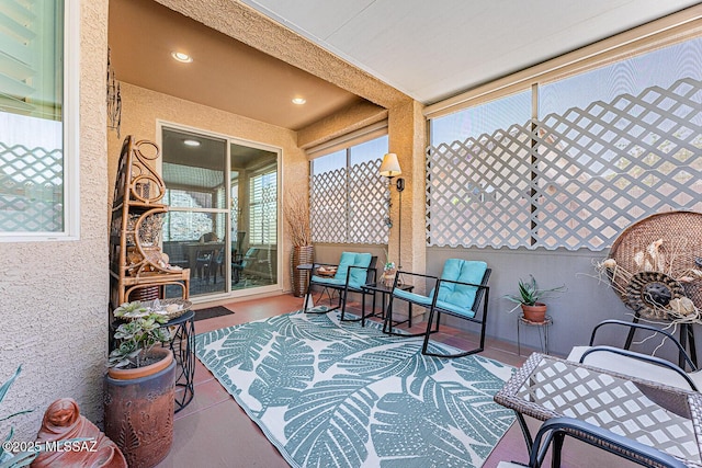 sunroom with recessed lighting