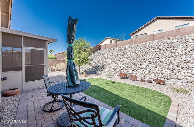 view of patio featuring fence private yard
