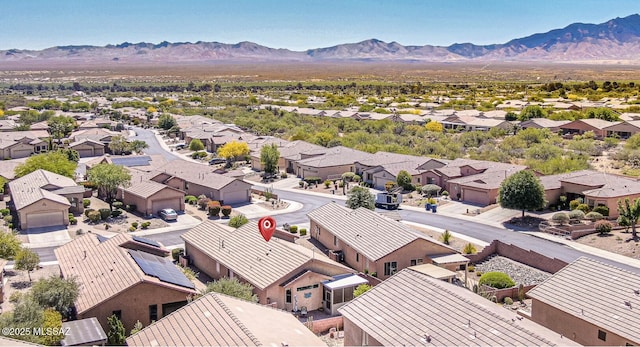 birds eye view of property featuring a residential view and a mountain view