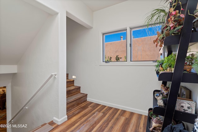 1408 W Kandy Ct, Tucson, AZ 85745 - stairway featuring wood finished floors and baseboards