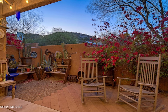 1408 W Kandy Ct, Tucson, AZ 85745 - view of patio / terrace featuring fence and a mountain view