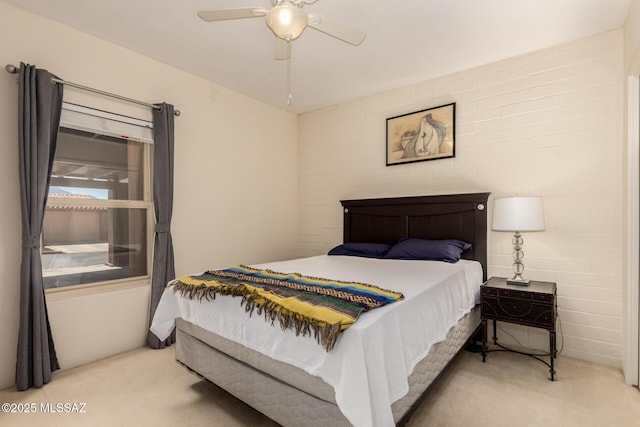 bedroom with carpet floors and ceiling fan