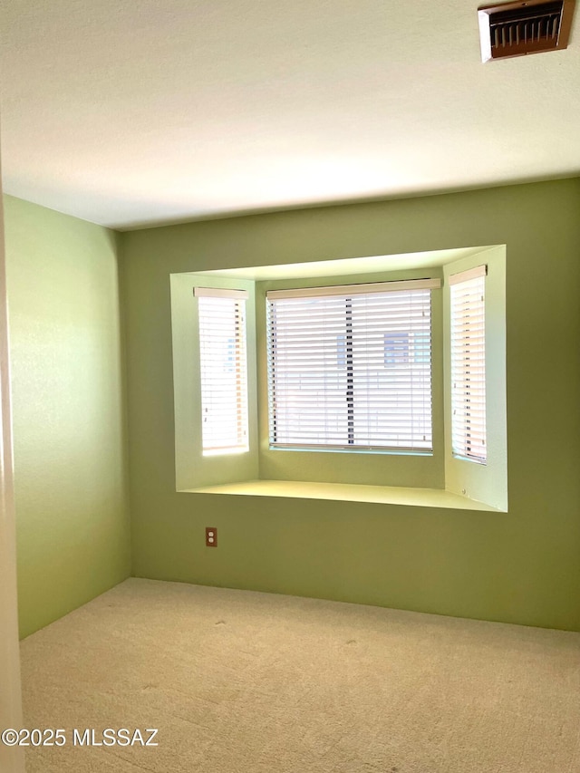 spare room featuring visible vents and carpet