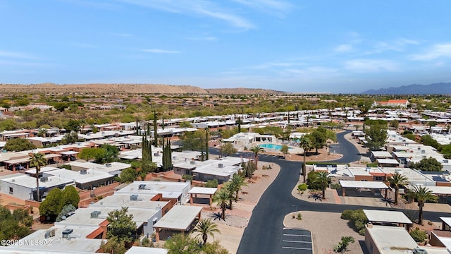 aerial view featuring a residential view and a mountain view