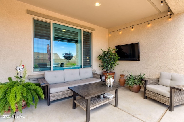 7084 W Cliff Spring Trl, Marana, AZ 85658 - view of patio featuring an outdoor living space