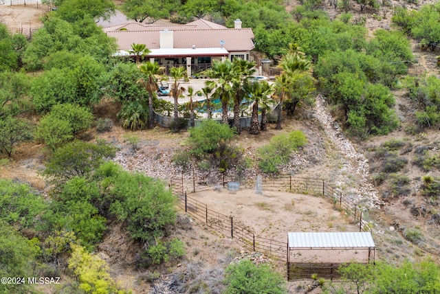 aerial view with a rural view