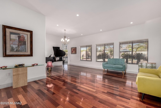 1330 W Panorama Rd, Tucson, AZ 85704 - sitting room with recessed lighting, an inviting chandelier, dark wood-style floors, and plenty of natural light