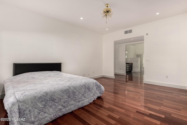 1330 W Panorama Rd, Tucson, AZ 85704 - bedroom with baseboards, recessed lighting, wood finished floors, and visible vents