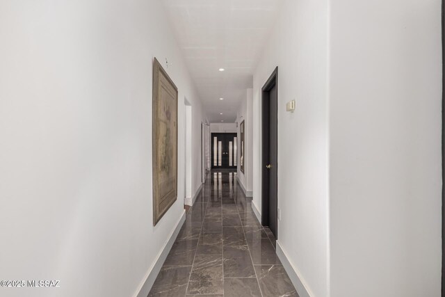 1330 W Panorama Rd, Tucson, AZ 85704 - hallway with baseboards, recessed lighting, and marble finish floor