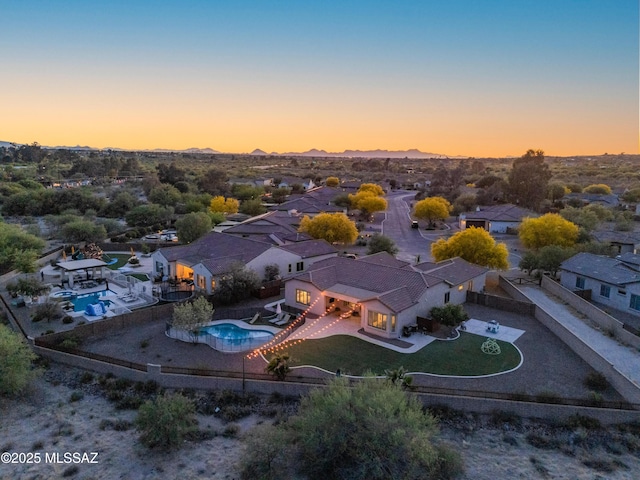 drone / aerial view featuring a residential view