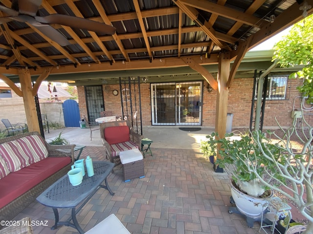 view of patio / terrace featuring a gazebo and outdoor lounge area