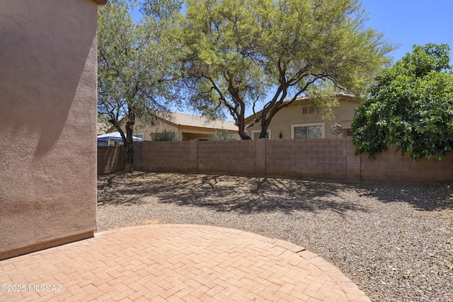 view of yard featuring a fenced backyard and a patio