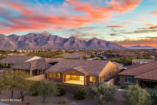 view of mountain feature featuring a residential view