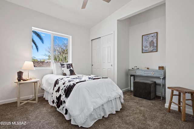 9453 E Pena Dr, Tucson, AZ 85730 - bedroom with a closet, carpet flooring, and baseboards