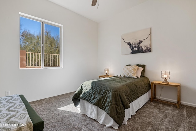 9896 E Wind Dancer Dr, Tucson, AZ 85748 - carpeted bedroom with baseboards and a ceiling fan