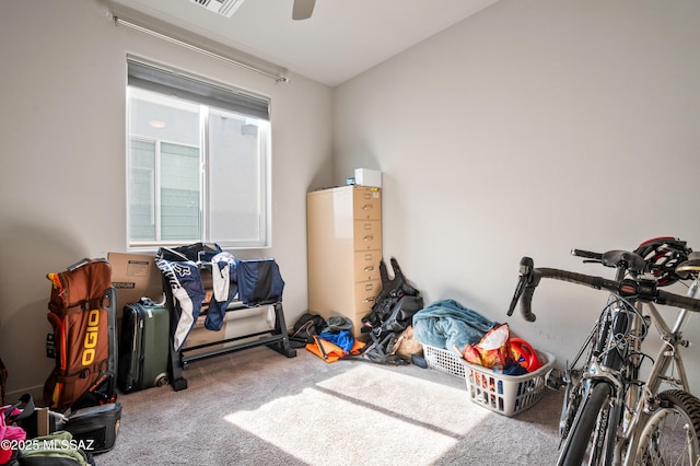 interior space featuring a ceiling fan