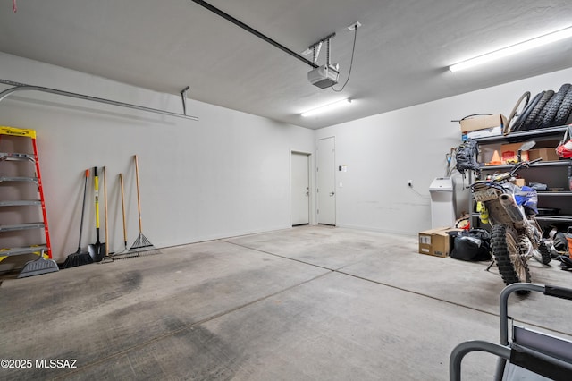 garage with a garage door opener