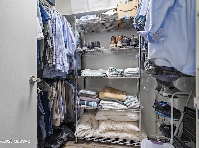 spacious closet with wood finished floors