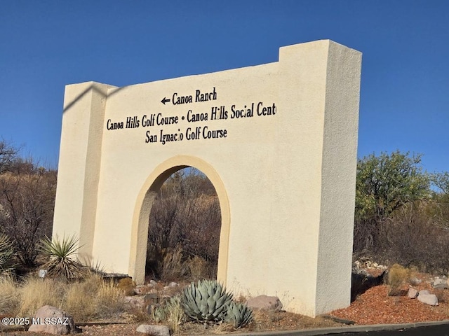 view of community sign