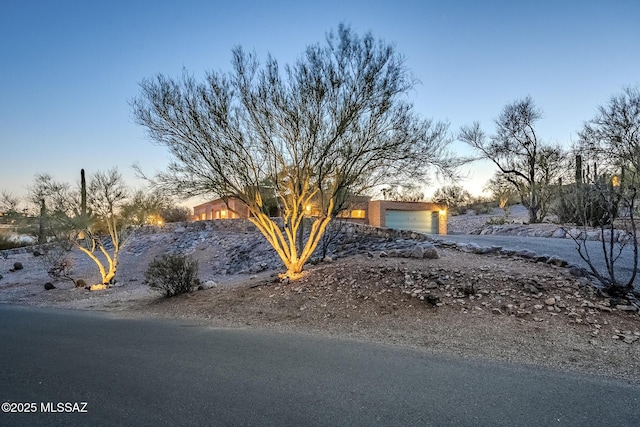 view of front of property with a garage