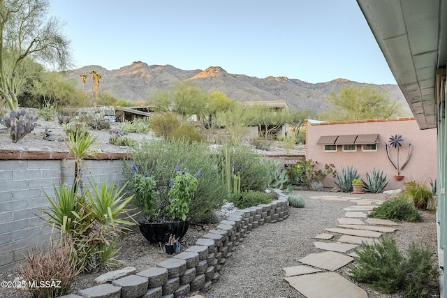 view of yard featuring a mountain view