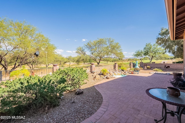 view of patio featuring a fenced backyard